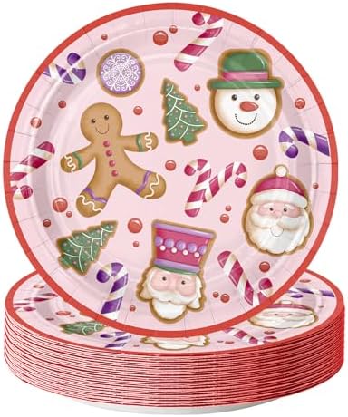WRAPAHOLIC 25Pcs Christmas Paper Plates - 9 Inch Gingerbread Disposable Plates Decorative Dinner Plates for Christmas Party Tableware Supplies Table Decor by WRAPAHOLIC