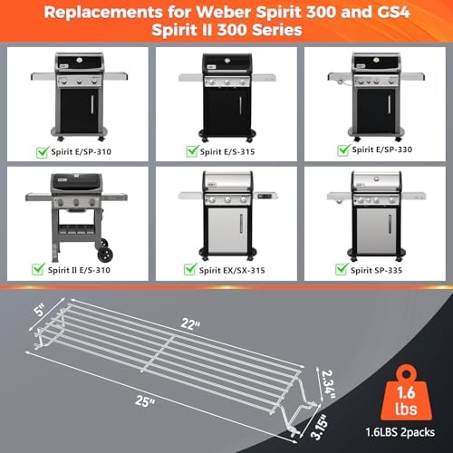 304 Stainless Steel Warming Rack for Weber Spirit 300 and GS4 II 300 Series - Image 2