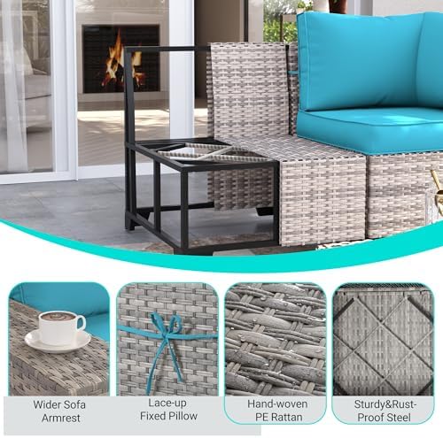 Outdoor Patio Furniture Set PE Wicker Rattan Outdoor Sectional Sofa - Image 3