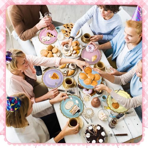 96 Pcs Pastel Paper Plates 9 Inch Scalloped - Image 6