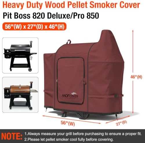Foldable Grill Cover for Pit Boss 820 Deluxe/Pro 850, Waterproof 600D Heavy Duty Wood Pellet Smoker Cover, Fade＆Tear Resistant Pellet Grill Cover for Z Grill 700 Series,Red - Image 5