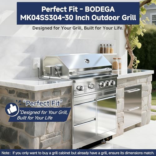 BODEGA Outdoor Stainless-Steel Kitchen Drawers Cabinet For Built-in BBQ Grill .Stainless-Steel outdoor kitchen grill cabinet with 2 Drawers and Propane Tank Storage,(Fits 30"-MK04SS304 Propane Grill). - Image 6