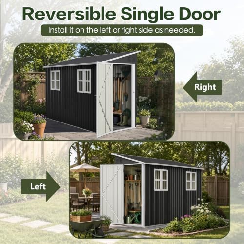 YOPTO 4x10 FT Lean to Shed W/Floor,Reversible Installation,Black - Image 5