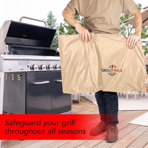 GrillTough Heavy Duty BBQ Grill Cover for Outdoor Grill, 60 Inch Tan - Image 6