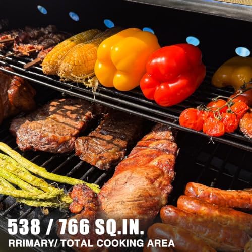 KingChii Wood Pellet Grill & Smoker, Electric Pellet Smoker Grill, 766 sq. in. Cooking Capacity, 18.3LB Hopper for Outdoor Patio Cooking Barbecue(Up to 500°F)-Bronze - Image 2