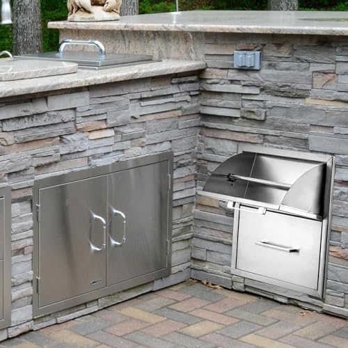 17W x 21H Outdoor Kitchen Drawer with Paper Towel Holder, Stainless Steel - Image 5