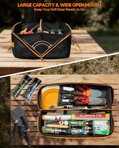 Marscamd 22” Grill Tool Storage Bag with Dual Inner Compartments, Black - Image 2