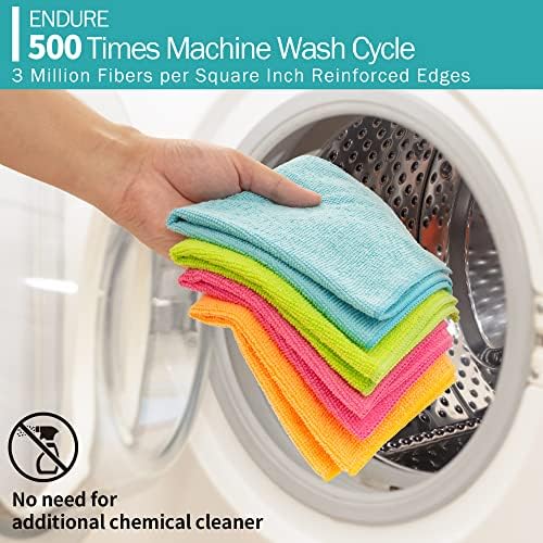 Microfiber Cleaning Cloth, 20 Pack Cleaning Rags, 12" x 12" Lint Free Shop Towels, Washable Reusable Microfiber Towels for Cars Kitchen Automotive House Office - Image 4