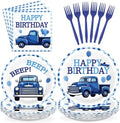 96Pcs Blue Truck Birthday Party Decorations, Serves 24 by Greencian