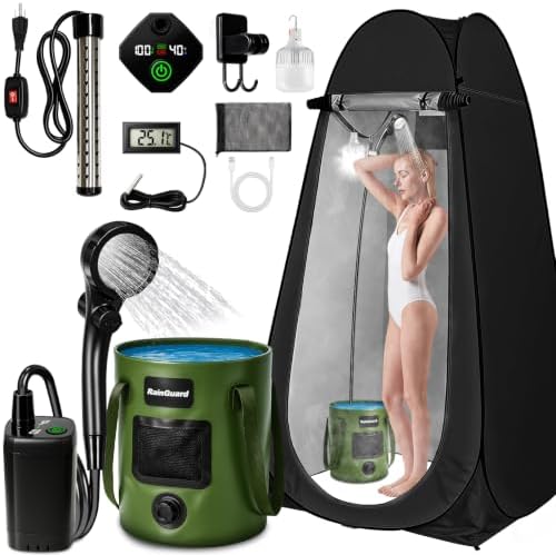 Portable Shower for Camping, 6000mAh Rechargeable Camp Shower Pump with Large Capacity Foldable Bucket, Filtered Shower Head, Outdoor Camping Shower Kit for Travel, Pet Bath, Car Washing by Unknown