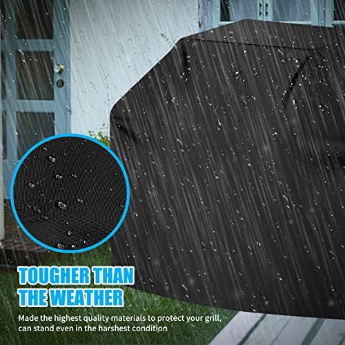 59“ Heavy Duty Outdoor Grill Cover, Universal Fit Waterproof BBQ Grill Protector with Adjustable Straps, Weatherproof Outdoor Gas Cover for All Seasons，Black - Image 5