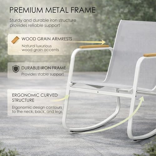 Kozyard 3-Piece Rocking Chair Set, Outdoor Rocking Textilene Bistro Set - Image 4