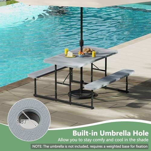 Tangkula 4 Person Picnic Table with 2 Benches, Rectangular - Image 6