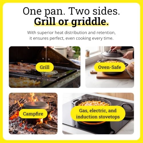 Lodge Pro-Grid Reversible Grill/Griddle, PFAS-Free, 20 x 10.5 Inches - Image 5