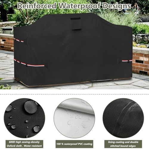 Bitubi 86 Inch Island Grill Cover - 600D Heavy Duty Waterproof All Weather Protection Extra Large Grill Cover,Black - Image 4