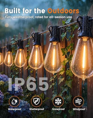 Outdoor String Lights 160FT(150+10) Waterproof, 75 LED S14 Shatterproof Edison Bulbs, 2FT Spacing, Extension Cord, Connectable Plug in Hanging Patio Lights for Outside, Backyard, Warm White - Image 4