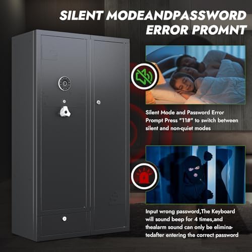 KAER 15-20 Gun Safe Gun Cabinet 2 in 1Large Gun Safes for Rifles and Pistols Rifle Safe for Home High Capacity Electronic Gun Cabinets for Rifles and Shotguns with Drawer,Removable Shelf - Image 5