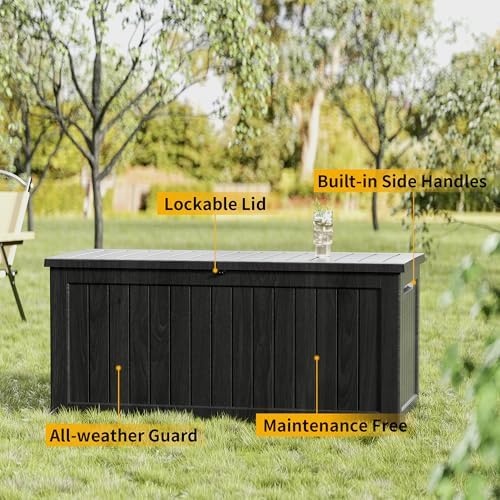 Mersco 270 Gallon Double-Wall Resin Deck Box - Lockable Waterproof Outdoor Storage Box, 1000lbs Capacity & Doubles as Seating for Patio Furniture - Garden Tools, Pool Accessories (Black) - Image 5