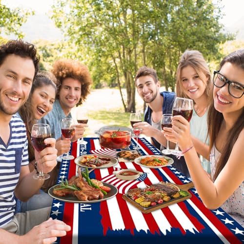 250th Anniversary America Flag Picnic Table Cover with Bench Covers Camping Essentials 250 USA Flag 1776-2026 Waterproof Fitted Camping Tablecloth Cover with Elastic Edge for Outdoor 3 PCS 30x72 Inch - Image 2