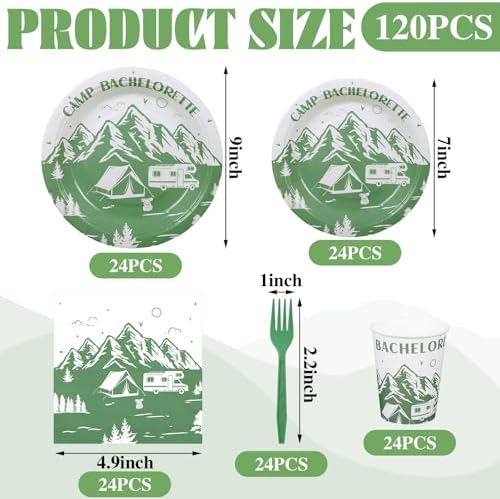 Zubebe 175 Pcs Camp Bachelorette Party Plates Cups Napkins Serves 25 - Image 3