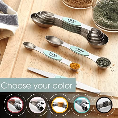 Spring Chef Stainless Steel 8 Magnetic Measuring Spoons Set, 2 Pack, Mint - Image 6