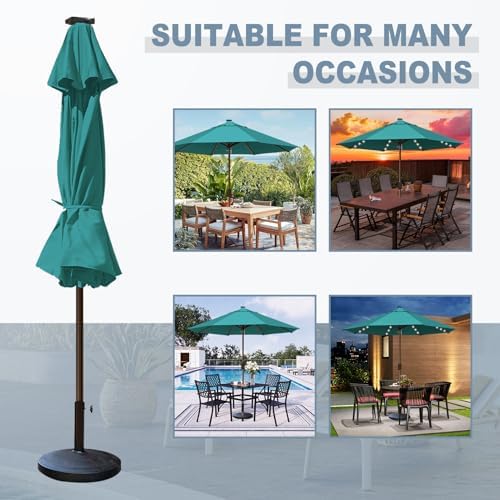 EliteShade USA 10-Year-Non-Fading 10ft Market Patio Umbrella, Commercial Grade Table Sun Umbrella with 80 Solar LED Lights, Crank Open, Windproof & UPF 50+ UV Protection for Garden, Deck, Pool, Backyard, No Tilt, Teal - Image 6