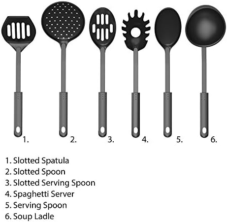 Chef Buddy 6-Piece Kitchen Utensils Set â€“ Plastic Cooking Tools - Includes Essential Spatulas, Spoons, and Gadgets for Every Home Cook (Black) - Image 3