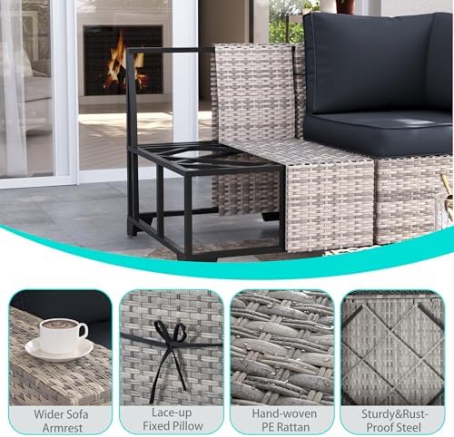 Outdoor Patio Furniture Set PE Wicker Rattan Outdoor Sectional Sofa - Image 2