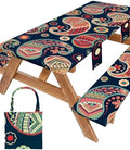 Picnic Table Cover with Bench Covers Table Cloth Tablecover Camping Essentials Camp Must Haves Camper Gear Outdoor Accessories River Water Motorhome Trailer Tent Rv Car Travel Activities Accessary Set by Wrakus