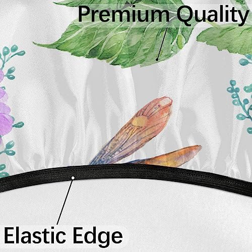 Fitted Round Tablecloth with Umbrella Hole and Zipper Flowers Hydrangeas Outdoor Elastic Table Cloth 45"-56" Oil-Proof Waterproof Dragonflies Patio Table Cover for Picnic Party - Image 4