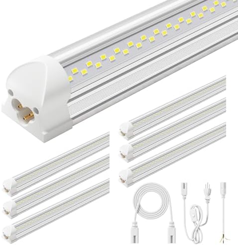 ELEKICO 6 Pack 50w 4ft Led Shop Light, Super Bright 7500lm 5000k V Shape 4' Led Shop Lights, Linkable 4 Foot Led Shop Lights for Garage Warehouse, Supermarket, Basement, Barn, Storage Area by ELEKICO