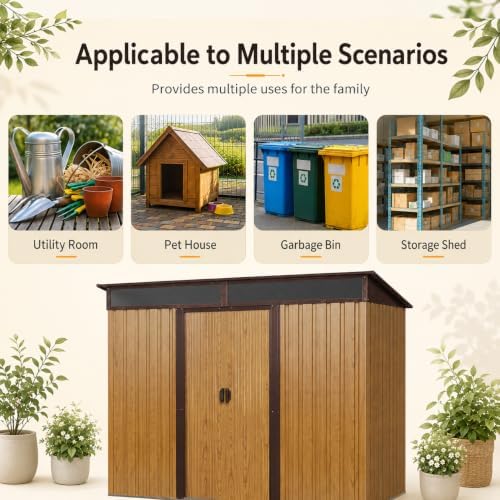8X6 FT Outdoor Metal Storage with Lockable Sliding Doors - Image 5