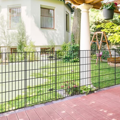 Metal Garden Fence with Gate 40 in x 11.7 ft, Dog Fence Outdoor for Yard - Image 2