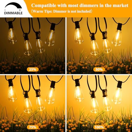 Brightever 150FT Outdoor String Lights 77 Bulbs, 2200K Amber Lights - Image 5