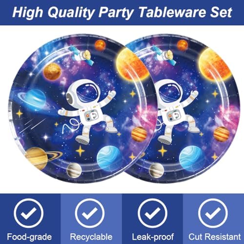 40Pcs Outer Space Birthday Party Decorations Space Paper Plates and Napkins - Space Themed Birthday Party Supplies or Baby Shower Set for 20 Guests - Image 3