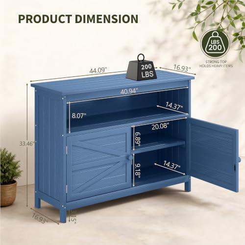 HIPS All-Weather Outdoor Storage Cabinet,Outdoor Sideboard with Magnetic Doors,3-Shelves Patio Storage Cabinet, Used for Garden,Buffet Cabinet,TV Stand, Bar Table,Balcony - Image 2