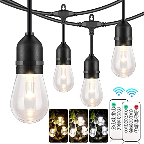 Mlambert 3 Color Outdoor LED Dimmable String Lights with Remote 48FT, Black by Mlambert