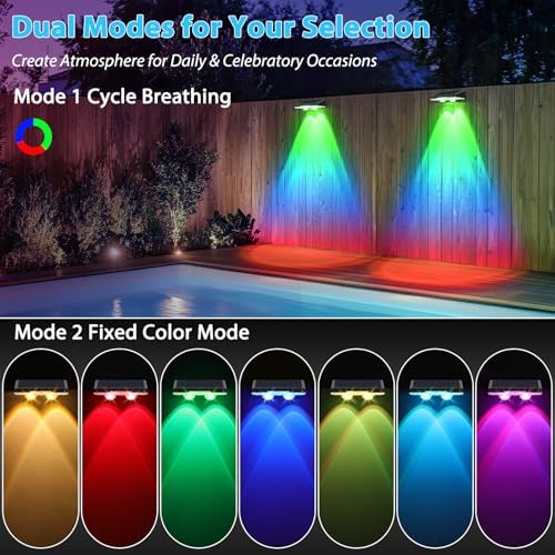 Brightever Solar Fence Lights Outdoor Black 12-Pack, Color Changing - Image 4