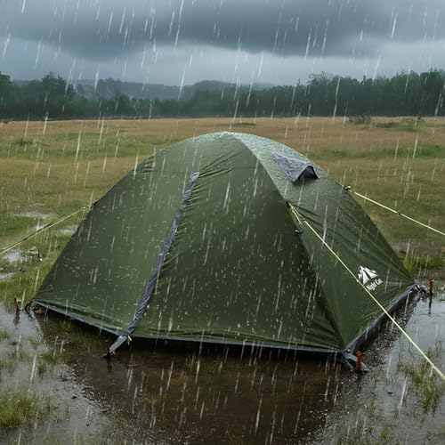 Night Cat 2-Persons Backpacking Tent: Waterproof Lightweight Camping Tent for Two People Hiking Outdoor Mountain with Aluminum Poles and Rainfly Green - Image 3