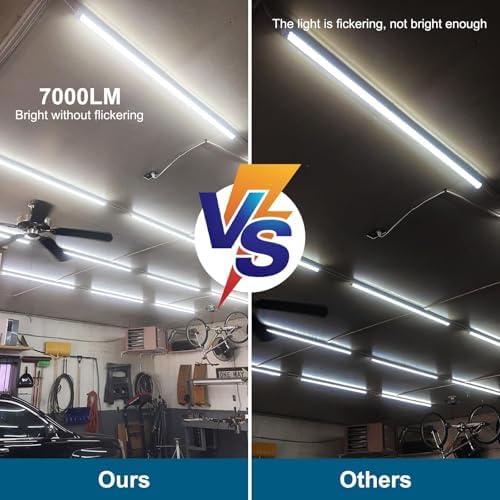 Led Shop Lights,Led Shop Lights 4FT 50W 6500K 7000LM Clear White,Shop Light 4FT 110V Linkable Integrated V-Shape for Shop Garage,Warehouse,Workbench and Workshop Commercial Bay Lighting(2-Pack) - Image 5