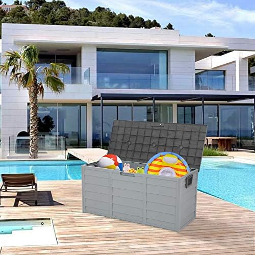 Deck Box, 75Gallon Large Resin Deck Box,Waterproof Outdoor Storage, Indoor Outdoor Organization for Patio Furniture, Garden Tools,Grey - Image 6