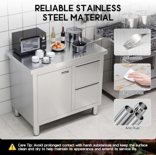 SPECRAFT 24x36 Inch Stainless Steel Cabinet Prep Table - Image 5