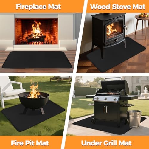 Fireproof Fireplace Rug for Home Protection, 2'8'' x 1'4'' x 0.04'', Black - Image 7
