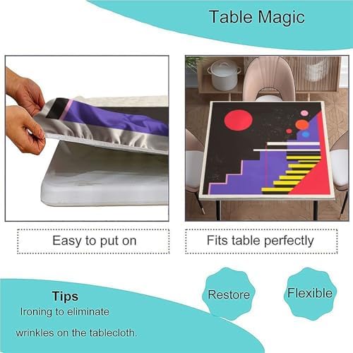 Fitted Tablecloths, Modern Minimalism Pattern Printed on Washable Patio Table Covers for Outdoor Furniture, Ideal for Special Occasions Holidays, Fit for 30" x 30" Square Tables - Image 3