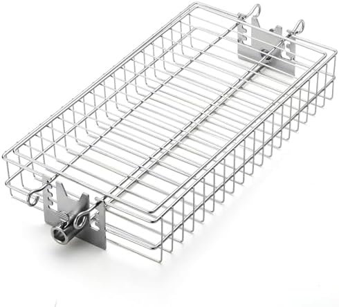 TURBRO Flat Rotisserie Basket, 304 Stainless Steel, Universal Grill Accessory, Compatible with 1/2” or 3/8" Hexagon, 3/8" or 5/16" Square Spit Rods, Fits Most Grills, for Outdoor BBQ by TURBRO