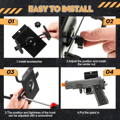 Yaocom 10 Pcs Pistol Wall Mount Slatwall Pistol Holder, Slotted Panel Style - Image 4
