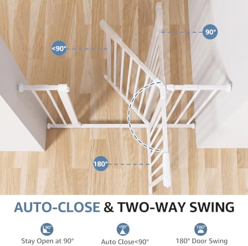 DUMOS 30-40.5" Baby Gate for Stairs & Doorways, Auto Close, White - Image 3