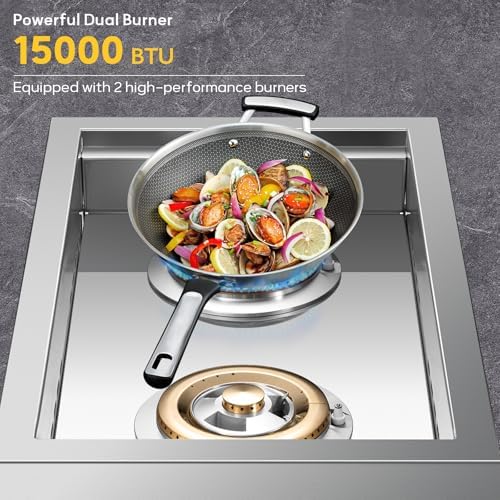 Double Side Burner with 2 x 17,000 BTU LP Gas Grills - Image 4