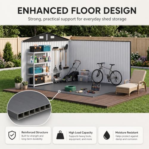 Aoxun 10x12 FT Shed Outdoor Storage Shed with Floor Black - Image 4