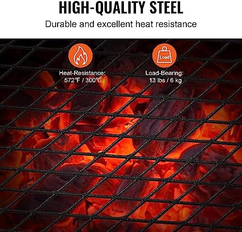 VEVOR Folding Campfire Grill, 18" Portable Camping Grates Over Fire Pit, Heavy Duty Steel Mesh Grate, Camp Fire Cooking Equipment with Legs Carrying Bag, Grilling Rack for Outdoor Open Flame Cooking - Image 3